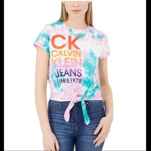 Calvin Klein tie dye tee with tie front